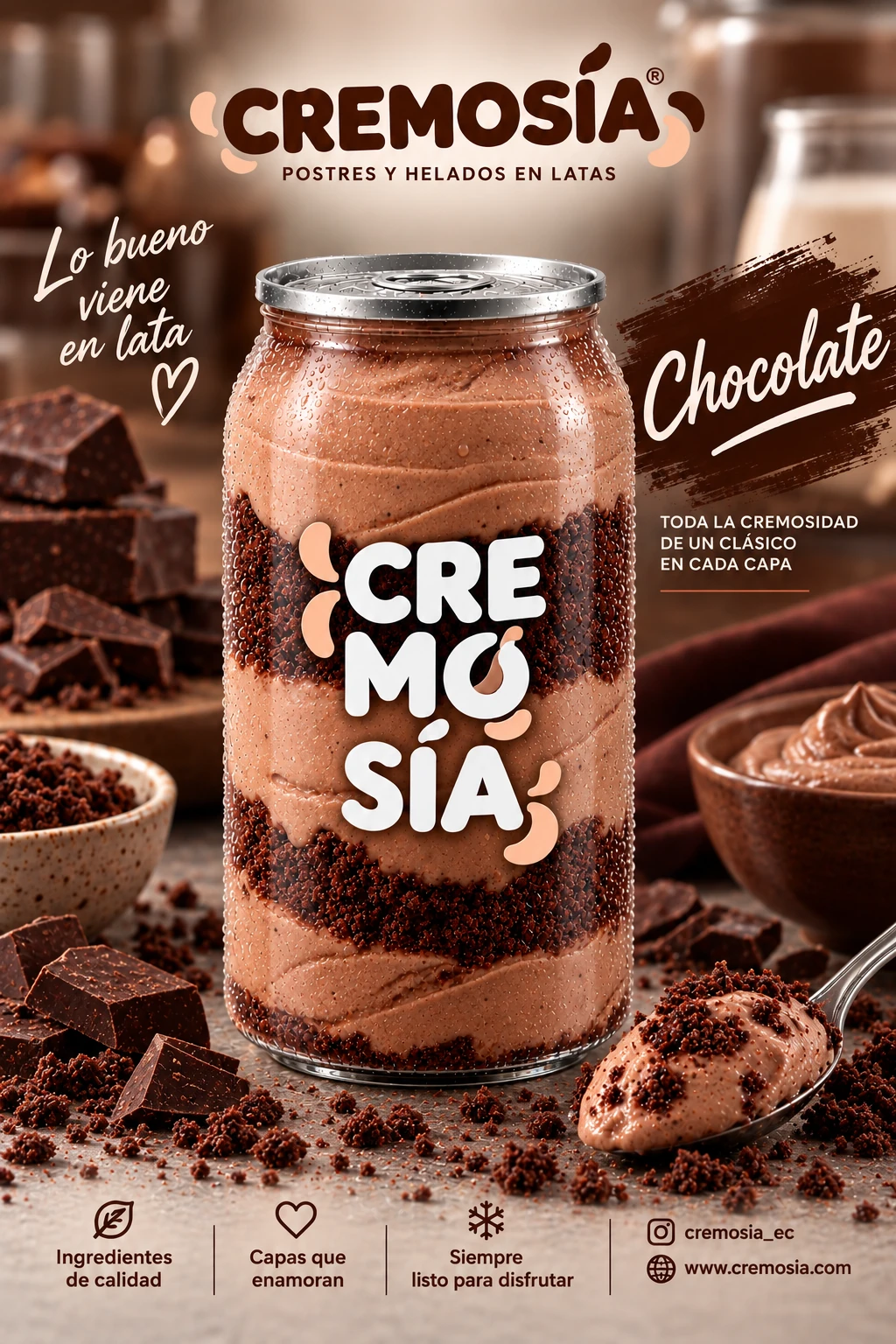 Referencia de postre helado CREMOSÍA sabor Chocolate