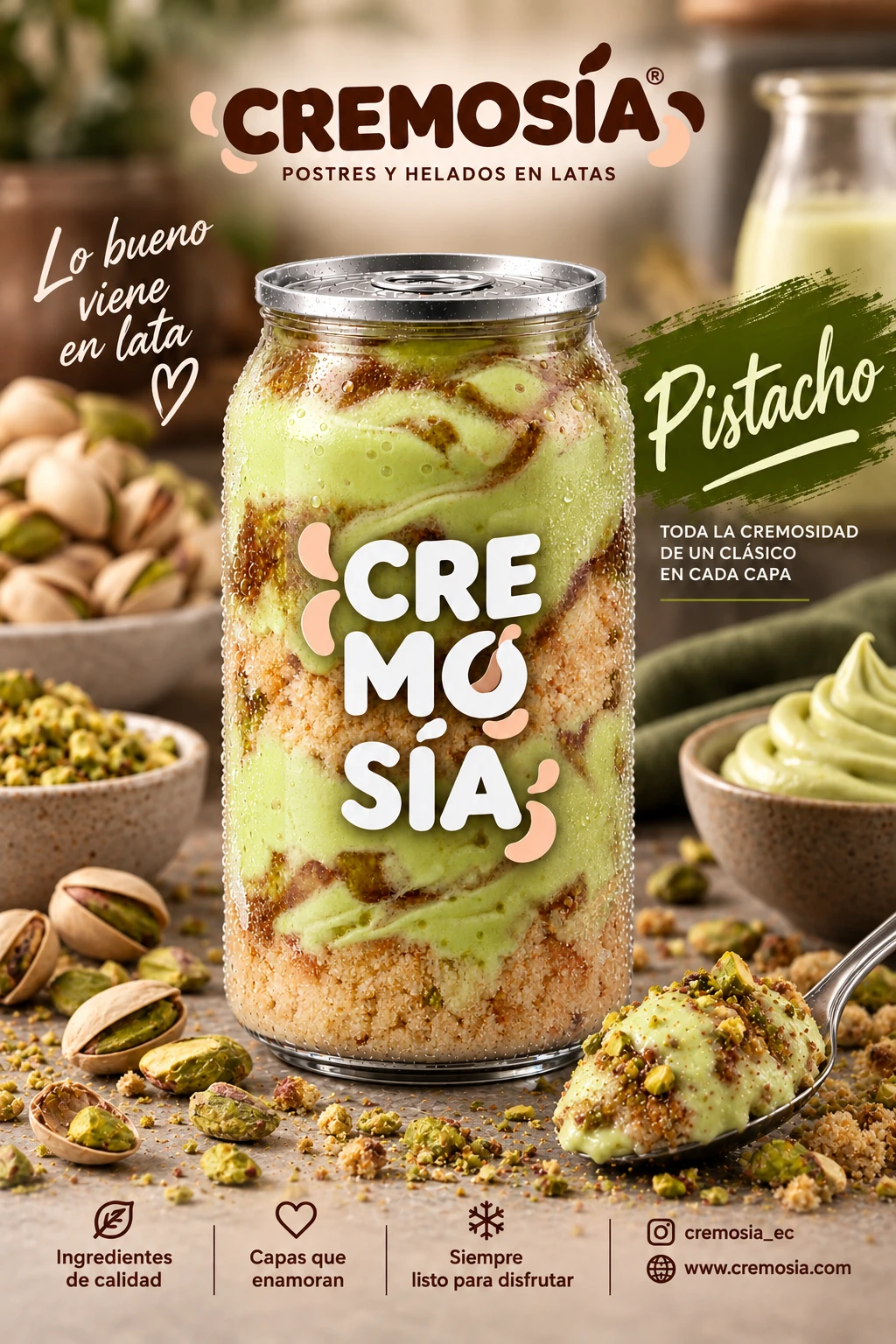 Referencia de postre helado CREMOSÍA sabor Pistacho